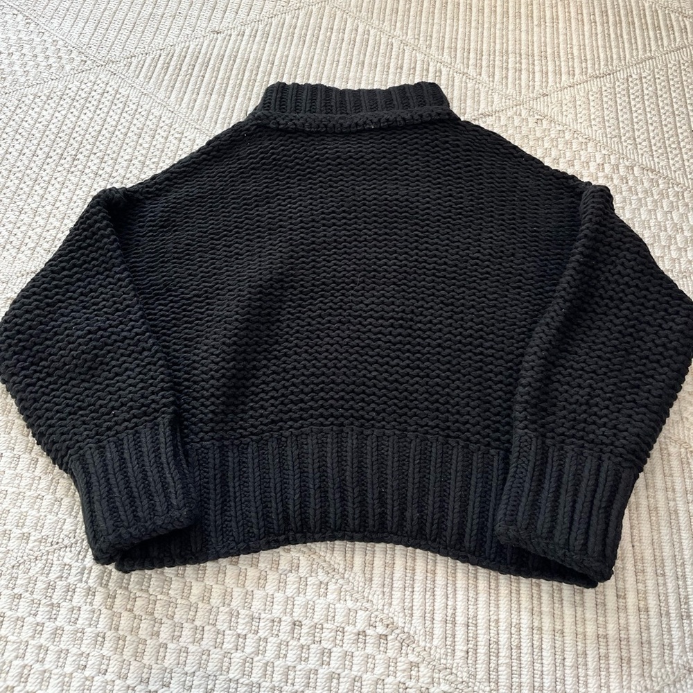 Free People My Only Sunshine Chunky Knit Mock Neck Sweater in Black - Picture 5 of 5